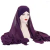 Vêtements ethniques Front Cross Hat avec écharpe en mousseline de soie Instant Hijab Underscarf Bonnet Cap Femmes Musulmanes Long Châle Wrap Veil Amira Foulard