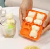 Vassoio per cubetti di ghiaccio a 4 griglie, a forma di orsetto 3D, stampo per blocchi di ghiaccio, strumento per gelato in silicone, stampo per palline di ghiaccio congelate con coperchio per bevande a base di whisky