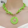 Pendant Necklaces GuanLong Coin Shape Acrylic Resin For Women Fashion Jewelry Chain Round Long Necklace & Bracelets Set