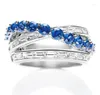Cluster Rings YaYI Fine Jewelry Fashion Princess Cut Inserted Blue Cubic Zirconia Silver Color Engagement Wedding Party Gift