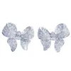 Sterling Silver Sweet Bowknot Designer Studörhängen Shining Crystal Bling Diamond Luxury CZ Zircon Stone Söta örhänge Ear Rings E302N