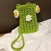 Bolsas de ombro femininas pequenas bolsas de telefone com flores mini artesanal macio oco bolsa diária para meninas femininas