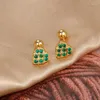 Boucles d'oreilles en Zircon vert brillant pour femmes, bijoux Punk Tragus, Piercing, fête d'été coréenne, à la mode