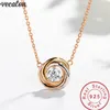 Vecalon Simple Fashion Necklace 925 Sterling Silver Diamond Party Wedding Pendants With Necklace For Women Jewelry Gift234k