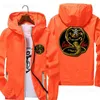 Herrjackor Män Cobra Kai No Mercy Sportswear Hooded Bomber dragkedja tunn reflekterande solskyddsmedel Vindbrytare Skincykelbeläggning 5xl 7xl T230919