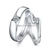 Couple Rings Update Adjustable Sier Diamond Heart Heartbeat Love Women Mens Engagement Ring Drop Delivery Jewelry Dhppo