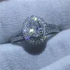 Anello ovale di lusso in argento sterling 925 al 100% Soild 1ct Sona 5A zircone Pietra cz Anello di fidanzamento con fascia nuziale per gioielli da donna