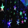 LED-snaren Feest Kerstster Lichtslinger Maan Ster Kerstverlichting Garland Led Gordijn 2,5M 138 Led Voor Bruiloft Thuis Feest Verjaardag Decoratie HKD230919