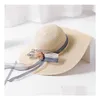 Women Bowknot Wide Brim Hats Folding St Beach Long Ribbon Sun Cap Lady Topee Sunhat For Dpring Summer Drop Delivery Dhbkd