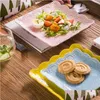 皿プレートヨーロッパスタイルの花びらエッジレースエンボス加工された蝶のディナープレートスクエアデザート料理食器フルーツ寿司メッキ