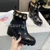 Designer Women Boots Platform Chunky Heel Martin Boot Genuine Leather Shoes Deserts Winter Party Luxury Buckle Ankle Shoe Box