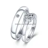 Couple Rings Update Adjustable Sier Diamond Heart Heartbeat Love Women Mens Engagement Ring Drop Delivery Jewelry Dhppo