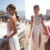 2023 Gali Karten Beach Wedding Dress Side Split Honter Illusion Sexy Boho Wedding Gowns Sweep Train Pearls Backless Bohemian Bride260K