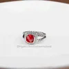2024 ringen bruiloft voor ring rood luxe mode zilveren sieraden ontwerper vrouw gedraaid dames klassiek ingelegd granaat zirkoon verloving verjaardagscadeaus