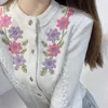 Womens maje Sweet Flower Bordery White Knit Cardigan 2023 Novo