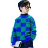 Pullover Korean S Grusten dzianin Baby Boys Sweter Dzieci Niepowtarzalny wzór w kratę ciepłe zimowe ubrania nastolatków 413 -learne 230918