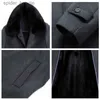 Men's Wool Blends New 2023 Wool Coat Cashmere Overcoat Real Rabbit Fur Thick Warm Winter Coats s Peacoat Long Jacket Men M-4XL L230919