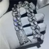 Big Hiphop Armband White Gold Filled Micro Pave 5A Zircon Party Anniversary Armband för män Fashion Rock Jewerly213q