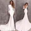 Robes de mariée modestes Berta sirène en satin extensible à manches longues dos nu robes de mariée vestidos de novia robe de mariée simple181s