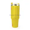 Water Bottles 40Oz Sports Yellow Baseball Stainless Steel Tumbler With Lid Handdle Large Cup Keep Cold 24 Hours Car Mugs Jn14 Drop D Dhcao