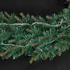 Décorations de Noël 2,7 m Guirlande verte avec branches jaunes non/avec ornements légers pour la maison