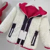 Designer bebê jaqueta de lã de cordeiro dupla face uso criança roupas de inverno tamanho 110-140 cm moda roupas quentes para meninos menina set15