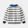 Pull rayé garçons pulls enfant en bas âge bébé col Polo enfants tricots hiver vêtements pour enfants 230918