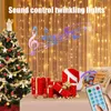 Décorations de Noël LED Guirlande Rideau Lumières 8 Modes USB Commande Vocale Fée Chaîne De Mariage Décor Pour La Maison Chambre Festival Lampe 230919