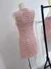 Vestido de dos piezas Moda Pequeño Tweed fragante Traje de moda Chaleco sin mangas Mini vestido de un solo pecho Conjunto de dos piezas coreano Traje de mujer 230918