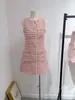 Vestido de dos piezas Moda Pequeño Tweed fragante Traje de moda Chaleco sin mangas Mini vestido de un solo pecho Conjunto de dos piezas coreano Traje de mujer 230918