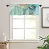 Curtain Marble Turquoise Short Curtains Kitchen Cafe Wine Cabinet Door Window Small Wardrobe Home Decor Drapes