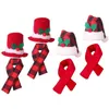 4 conjuntos de decoração de garrafa de natal chapéu cachecol festa talheres decorações pano cobre natal 230920