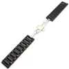 Watch Bands Folding Buckle Replacement Black Stainless Steel Men Solid Link Bracelet Wrist Band Strap 18mm 20mm 22mm Push Button GD0125
