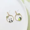 Studörhängen 10 Par /Lot Fashion Jewelry Metal Emalj Bambu Panda för kvinnor
