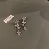 Stud Earrings Rhinestone Metal Mix And Match Flower Women's 925 Silver Needle Korean Personality Niche Design