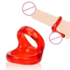 Sex Toy Massager Reusable Silicone Dual Pleasure Penis Ring Male Delay Ejaculation Stretcher Exercise for Men