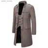 Męskie mieszanki wełny wiosenne i jesienne Nowy płaszcz męski średniej długości prosty swobodny płaszcz męski wszechstronny trencz mody L230919