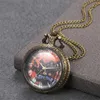 Orologi da tasca Vintage Bronzo Squisito Tema Halloween Collana con ciondolo Orologio al quarzo Orologio regalo per Mlae Kids Relogio Saati