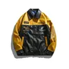 Men s jackor American Trend Brand Pu Leather Lapel Jacket Men s Spring Par Color Matching Top Loose Street Motorcykel Casual 230919