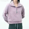 Yoga Outfit LU-99 Femmes Fitness Sweats à capuche Runing Veste Dames Sport Demi-Zip Sweat-shirt épais Lâche Manteau de style court avec trou de pouce en polaire SH6