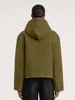 Veste femme laine mélangée manteau boutons en corne manches longues poches décontracté 2023 automne hiver veste à capuche 230918
