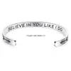 Bangle Letter Believe In You Like Cuff C-Shape Stainless Steel Bracelets Open Wristband For Women Men Fashion Jewelry Will And Drop De Dhfbr