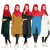 Muslim women abaya long shirts Female islamic tops long blouse for muslim lady White shirt blouses camisas musulmanas short front 2305