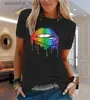 Женские блузкие рубашки Женские футболки для LGBT Rainbow Lip Print Рубашка для женских футболок Kawaii Футболка для женских футболок Unisex Hip Hop Tops Harajuku Tshirt L230919