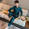 Men's Sleepwear Solid Color Sleepwear Silk Satin Pajamas Couple Set Long Button-Down Pyjamas Suit Pijama Women Men Loungewear Plus Size Pj Set 230920