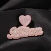 Neue Mode DIY benutzerdefinierten Namen Buchstaben Halskette vergoldet Bling CZ Buchstaben Anhänger Halskette mit 3 mm 24 Zoll Seil Kette für Männer Frauen221F