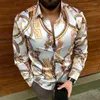 Camicie casual da uomo Maniche lunghe hawaiane Uomo di lusso per uomo Marche Stampa 3D Camicetta spogliata Top oversize Abbigliamento
