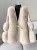 Manteau de fourrure pour femmes Cardigan femmes de qualité supérieure en cuir Patchwork à manches longues veste hiver mode tempérament manteaux épaissis pour
