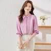 Camicette da donna NAVIU 2023 Camicia rosa da donna High End Autunno Temperamento elegante formale manica lunga Office Lady Top da lavoro bianco