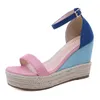 Sandals 2023 Summer Candy Color Women Women فرقة واحدة تغطية الكعب المصارع Sandalias Mujer Mixed Canvas Sandale Femme